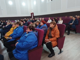 глава Костромского поселения Евгения Фадеенко выступает с докладом